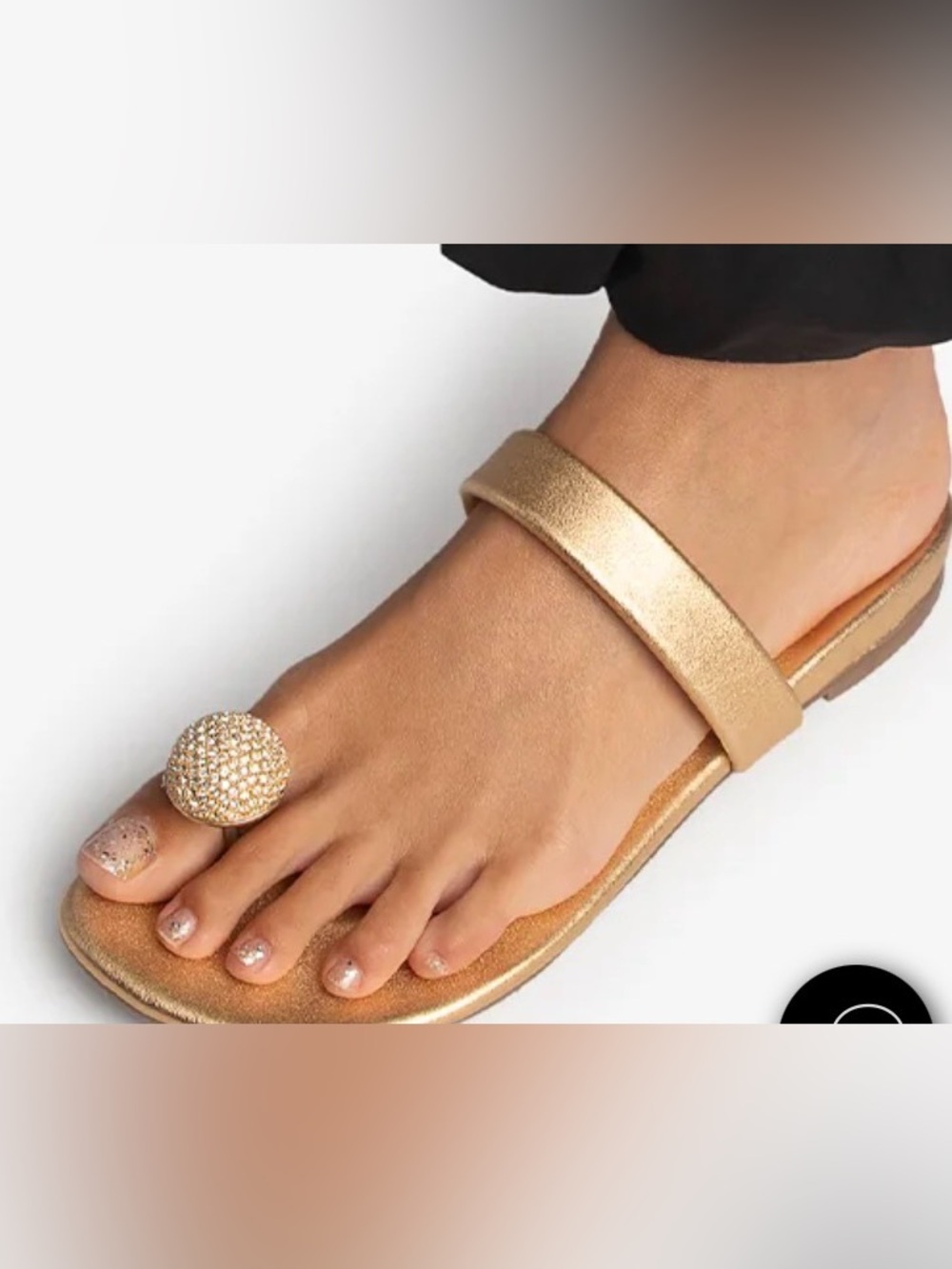 Pedro Garcia THE PAVÉ ‘CABOCHON’ FUSSBETT Gold Leather Toe Sandal Size 37.5